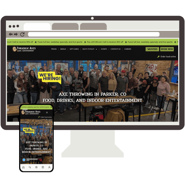 Clear Website Design created Thrashin' Axes website