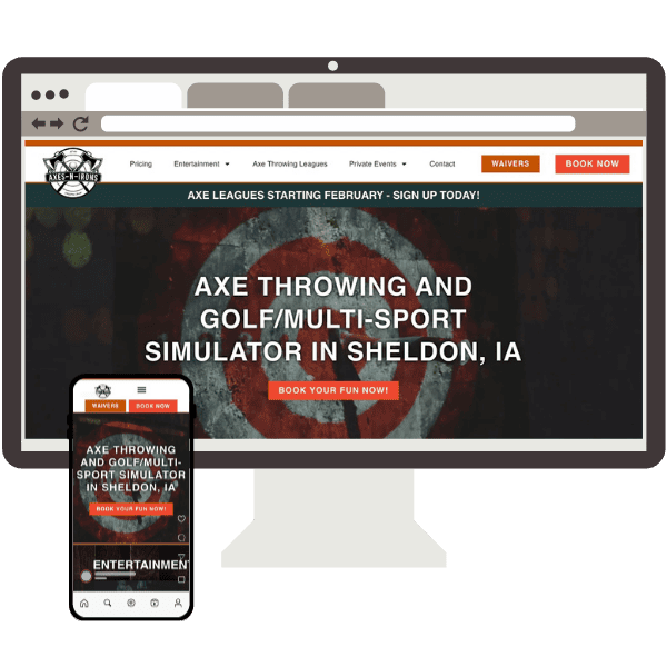 Axes N Irons in Sheldon, IA had Clear Website Design create their website